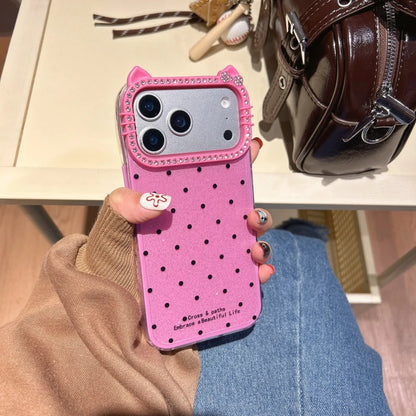 Fashion Polka Dot Cat Ear Diamond Case Phone Case For iPhone