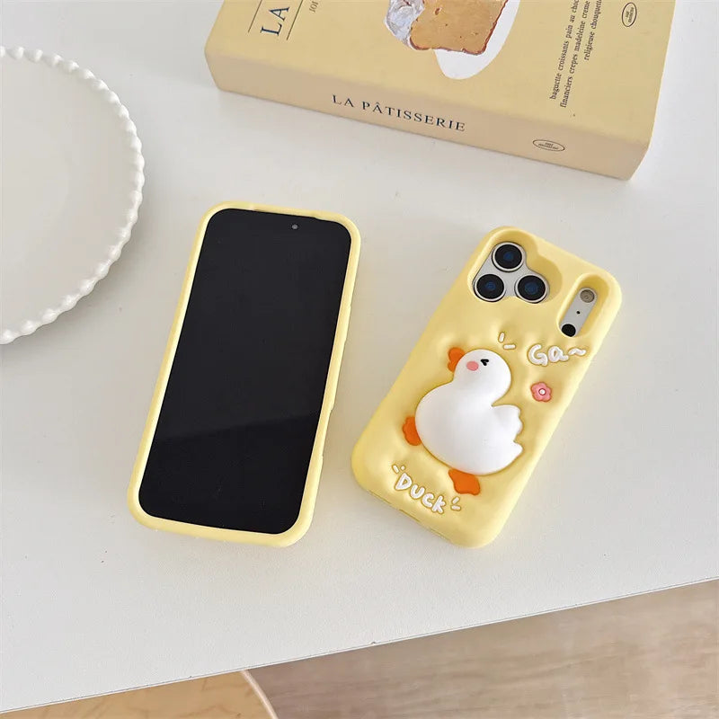 Cute Cartoon Duck Silicone Phone Case For iPhone