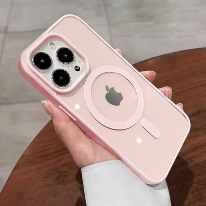 Pink Transparent MagSafe iPhone Case – Hard Shockproof