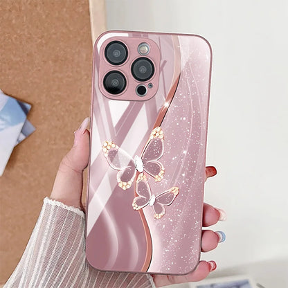 Marble Pattern Butterfly Phone Case For iPhone