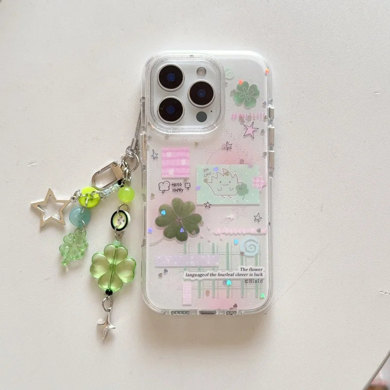 Four-Leaf Clover Pattern IMD Phone Case For IPhone