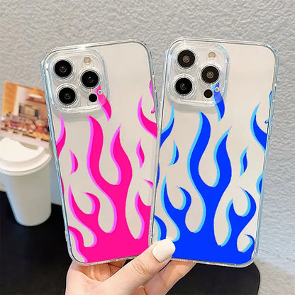 Beautiful Blue Flame Clear Cover Phone Case