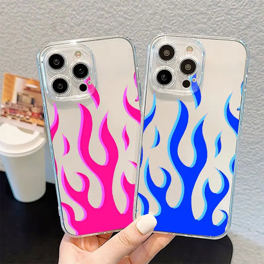 Beautiful Blue Flame Clear Cover Phone Case