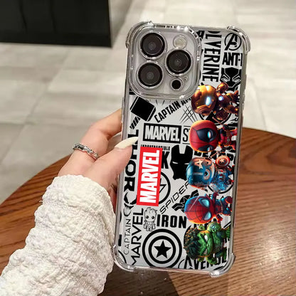 Cool Anime Marvel Hero Luxury Plating Phone Case For iPhone