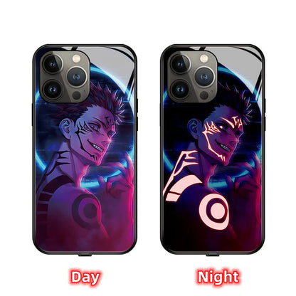 2026 Top Cool Anime Design LED Light Up Glass Phone Case