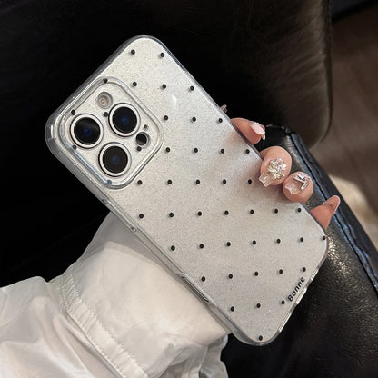 Lovely Glitter Korean Ins Sparkling Black White Polka Dots Phone Case