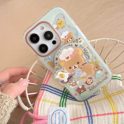 Magnetic painted rice cooking easy bear phone case with magnetic bear holder For iPhone