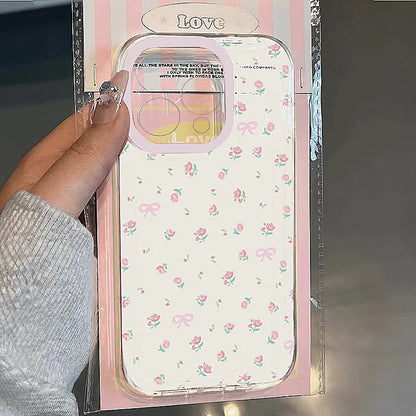 Transparent Pink Little Flowers Soft Case For iPhone
