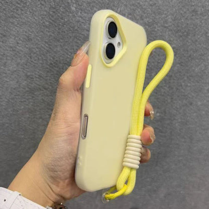 Soft Matte Candy Transparent Phone Case For iPhone Hand Wrist Strap Lanyard Cover