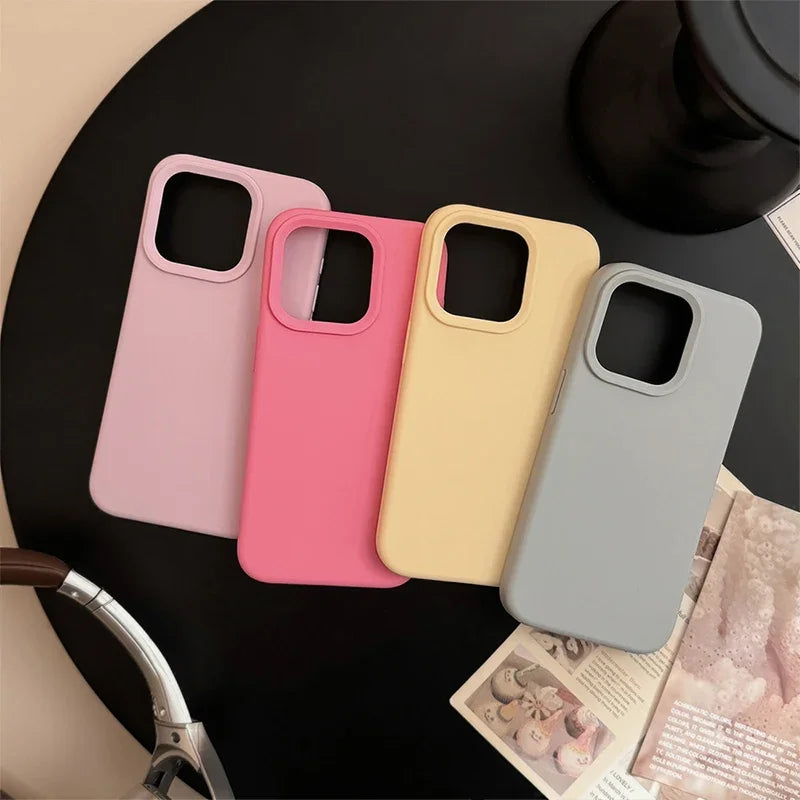 Dopamine Inspired Silicone Solid Color Simple Fashion Phone Case For iPhone Back Cover