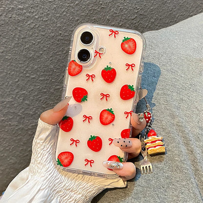 Cute Bowknot Strawberry Glitte Phone Case
