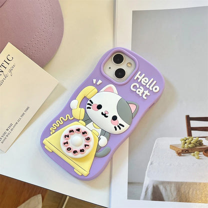 Kawaii Telephone Hello Cat Phone Case For iPhone Cartoon Soft Silicone Back Cover Capas
