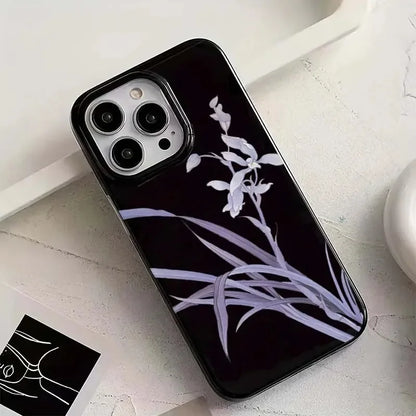 Elegant Lily Orchid Flower Print Soft Phone Case For iPhone Y2K Shockproof Cover ﻿