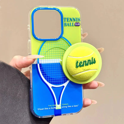 3D Tennis Ball Sport Magnetic Grip Tok Stand Holder Phone Case For iPhone