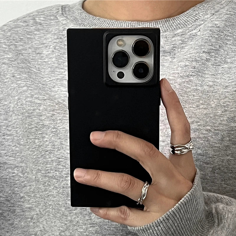 Simple Fashion Matte Black Rectangle Frame Phone Case