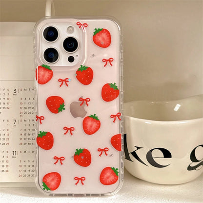 Cute Bowknot Strawberry Glitte Phone Case