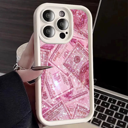 Pink Dollars Full-Coverage Banknote Design Silicone Phone Case For iPhone