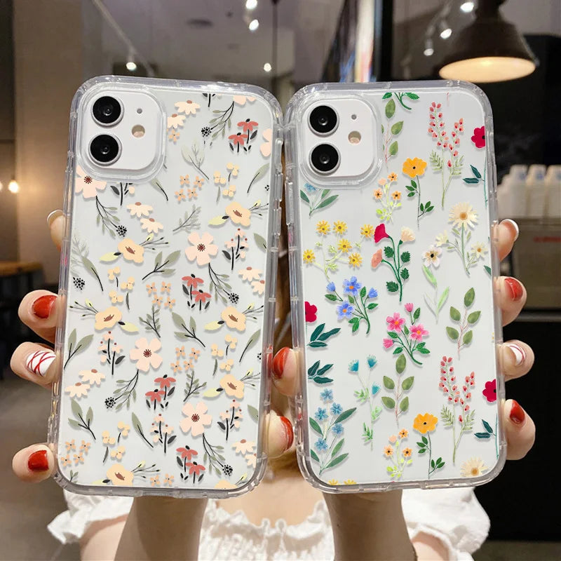 Flower Phone Case Soft Silicone Transparent Cover For iPhone