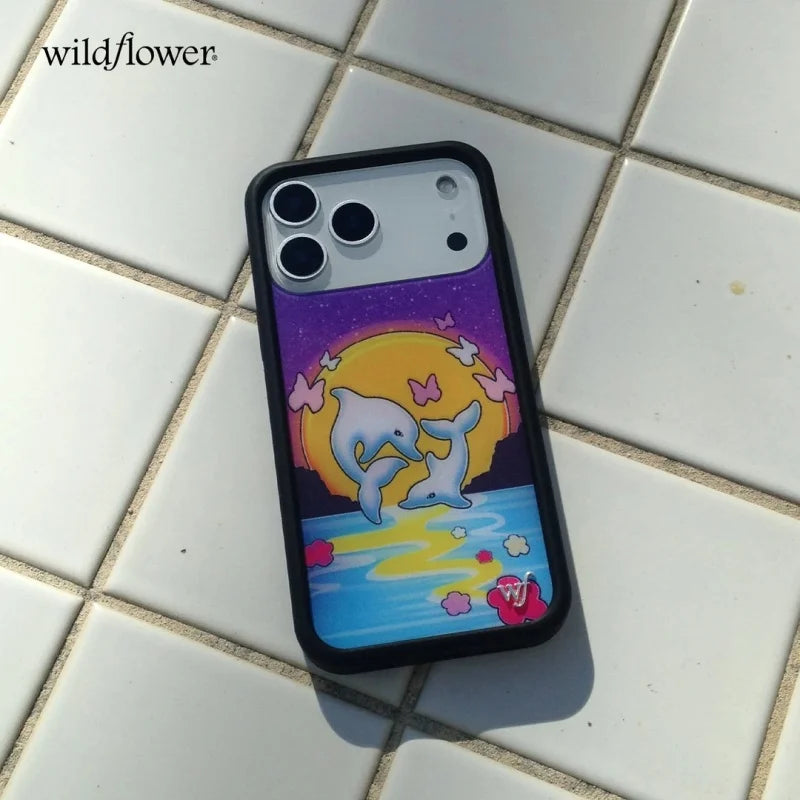 Wildflower Ins Dolphin Sunset Phone Case For iPhone