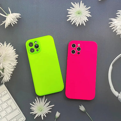 For iPhone Case Neon Liquid Silicone Fluorescence Cover
