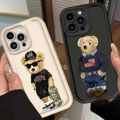 Fashion Luxury Bear Phone Case For iPhone – Soft Silicone Cover