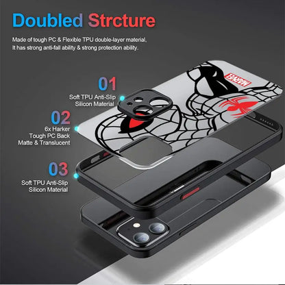 Funda Back Phone Cover Case For iPhone Marvel Spider Man Iron Man