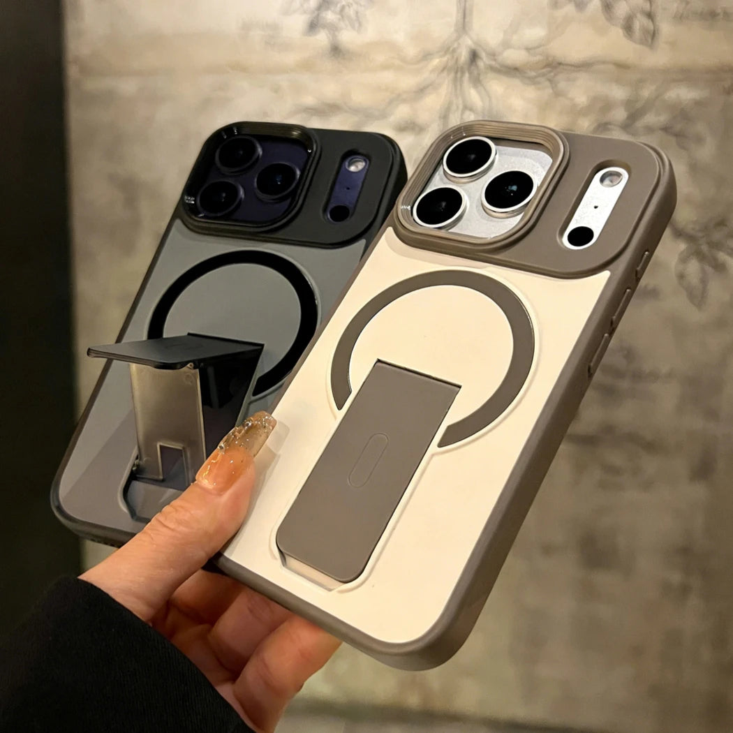 For Magsafe Invisible Bracket Magnetic Phone Case For iPhone Soft Frame Shockproof Cover