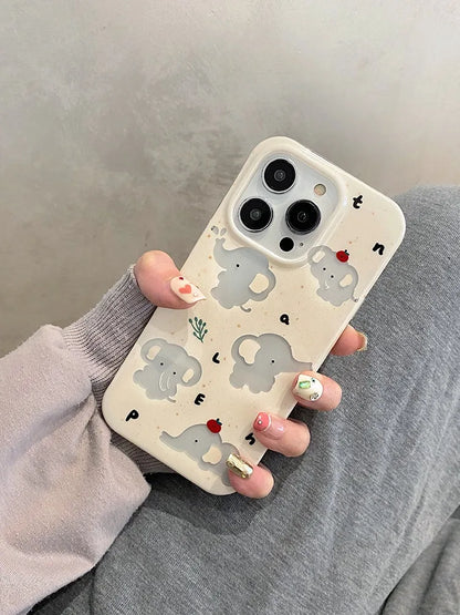 Cartoon Cute Hollow Out Elephant IMD Phone Case For iPhone