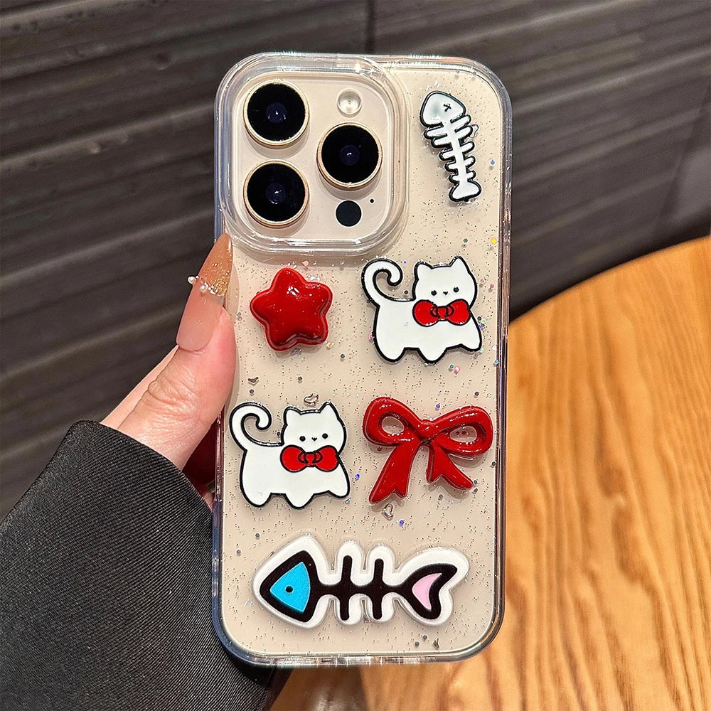 Pink Fish Glitter Transparent Phone Case