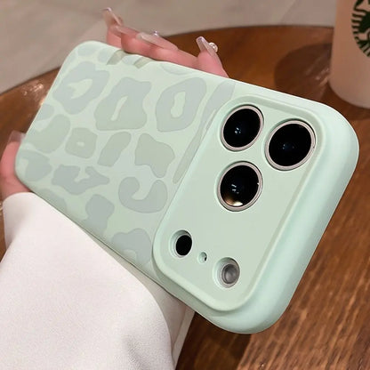 Leopard Liquid Silicone Camera Lens Protective Phone Case For iPhone