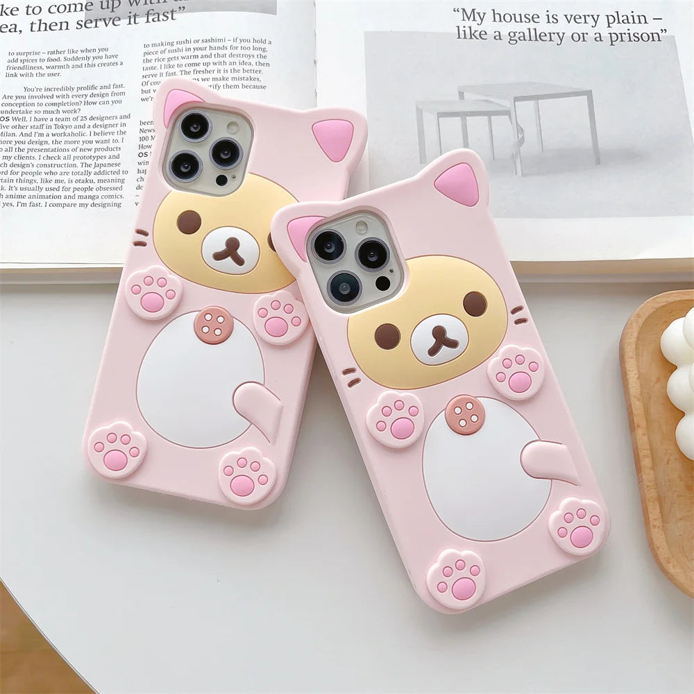 Rilakkuma Bear Kawaii Cat Silicone iPhone Case
