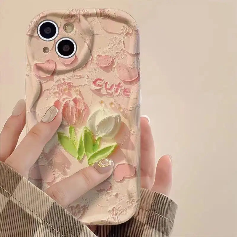 Retro Oil Painting Daisy Flowers Phone Case For iPhone