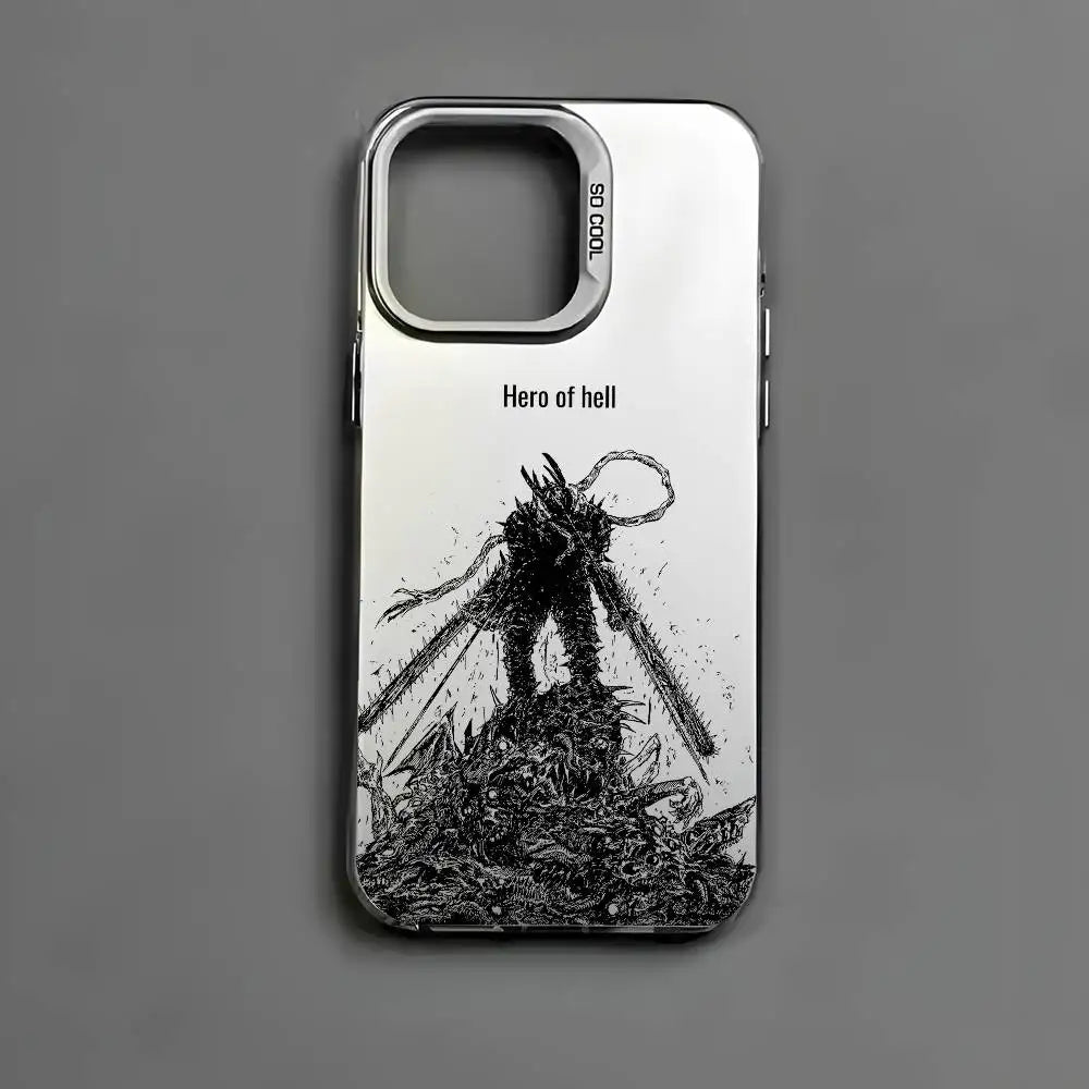 Anime Chainsaw Man iPhone Case – Multicolor Metallic Matte Finish