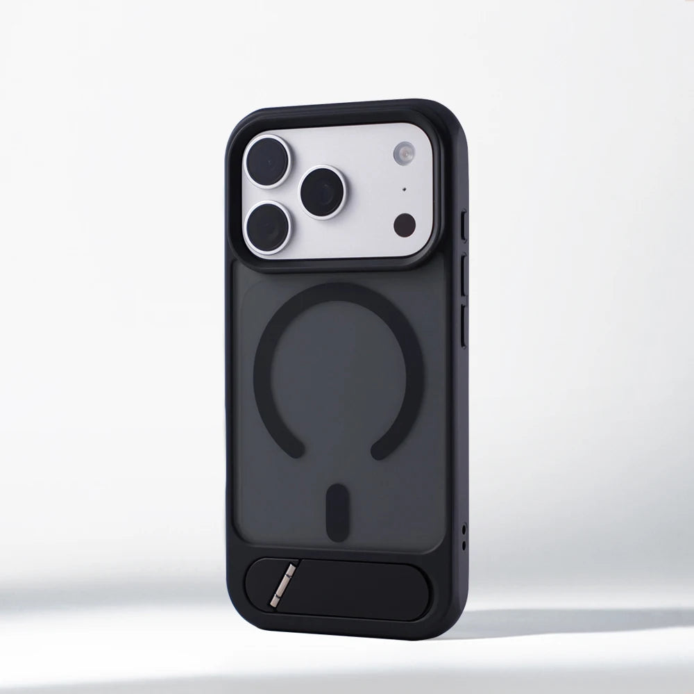 Matte Translucent MagSafe iPhone Case, Metal Holder Bumper