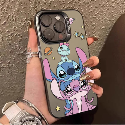 Cartoon Stitch Couple Case for iPhone Series – Hard Shockproof Bumper