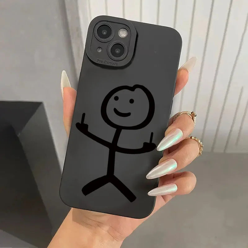 Cute Cartoon Matte Silicone Phone Case For iPhone