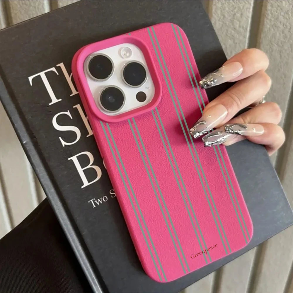 Green Stripe Print Summer Phone Case For iPhone Shockproof Soft Bumper Cover