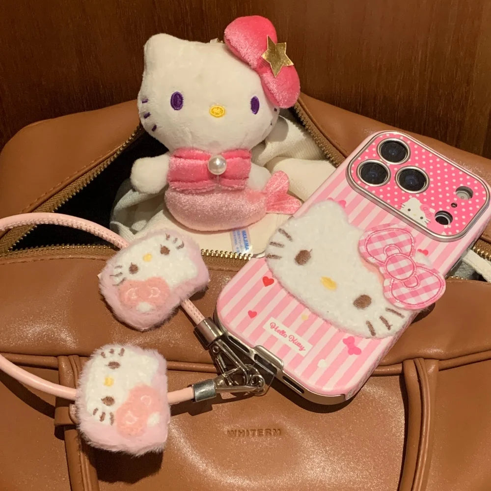 Hello Kitty Shockproof Leather Phone Case With Lanyard