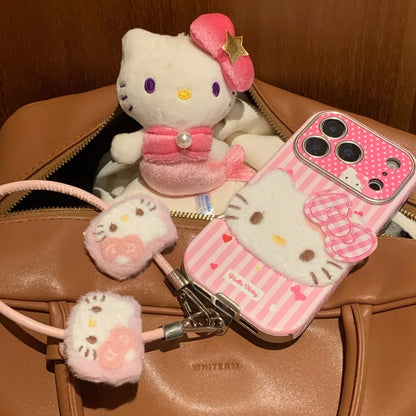 Hello Kitty Shockproof Leather Phone Case With Lanyard