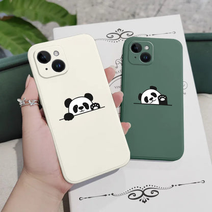Panda Cute Label Phone Case For iPhone Silicone Cover