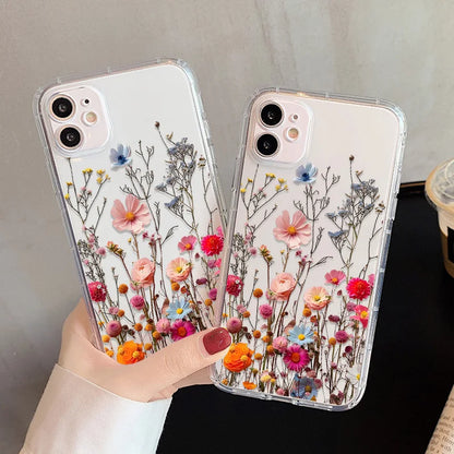 Flower Phone Case Soft Silicone Transparent Cover For iPhone