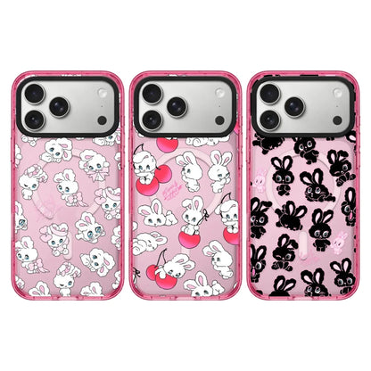 Rabbit Cherry Strawberry iPhone Case With Pink Border