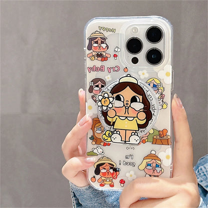 Kawaii Cartoon Cry Girl Magnetic Phone Case For iPhone