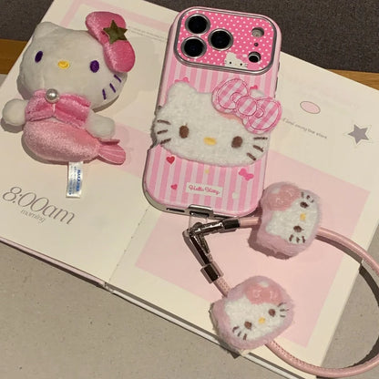 Hello Kitty Shockproof Leather Phone Case With Lanyard