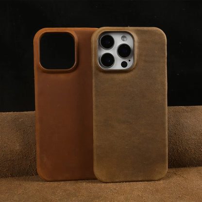 Classic Durable Crazy House Pattern Genuine Leather Phone Case For Iphone