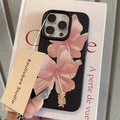 Pink Hibiscus Elegant High Aesthetic Phone Case For iPhone
