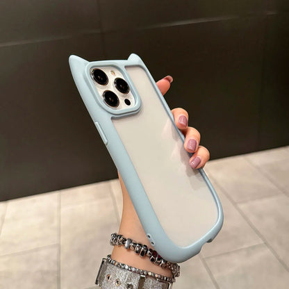 Cute Cat Ear Claw Grip Tok Holder Phone Case Acrylic Transparent Cover