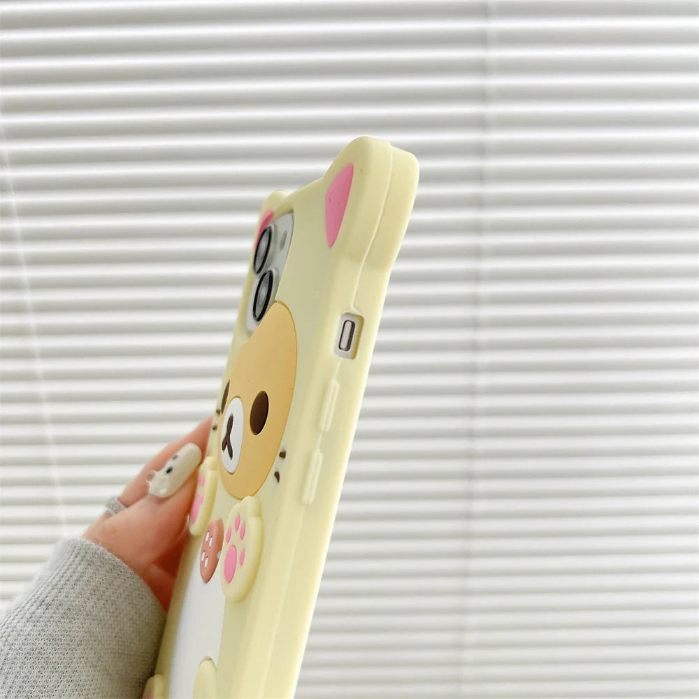 Rilakkuma Bear Kawaii Cat Silicone iPhone Case