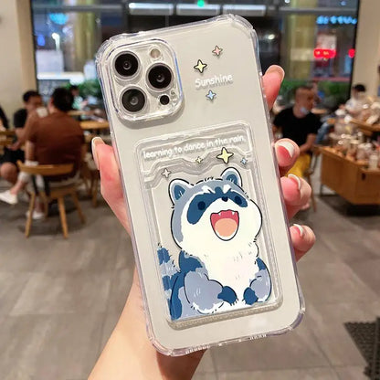 INS Korean Cute Pink Rabbit Card Slot Bag Holder Phone Case For iPhone