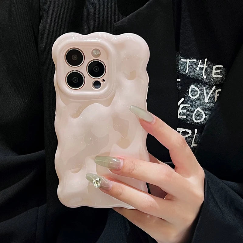 Glossy Light Pink 3D Bubble Texture Shockproof Case For iPhone